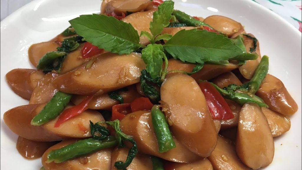 Food recipes Sausage Basil สูตรอาหาร กะเพราไส้กรอก