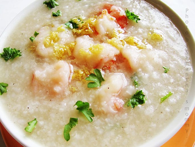 สูตรอาหาร ข้าวต้มกุ้ง Shrimp porridge